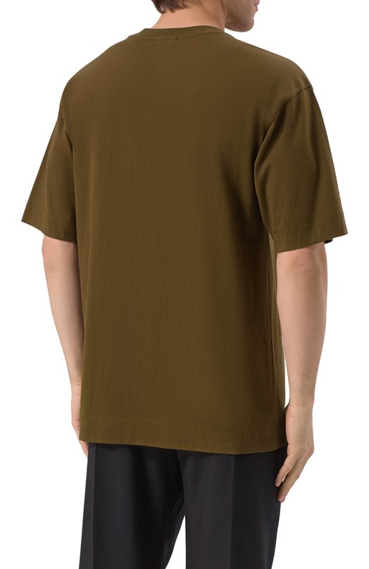 Хлопковая футболка Dries Van Noten 251-021111-1603 Хаки  251-021111-1603 Фото 4