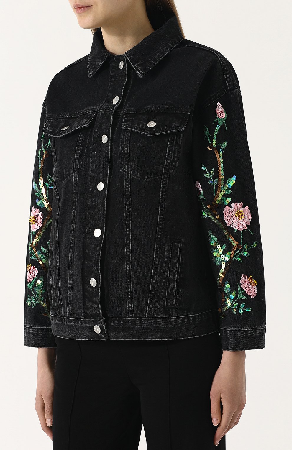 Джинсовая куртка свободного кроя с пайетками DALOOD, арт. NW0179X/BLACK, фото 3