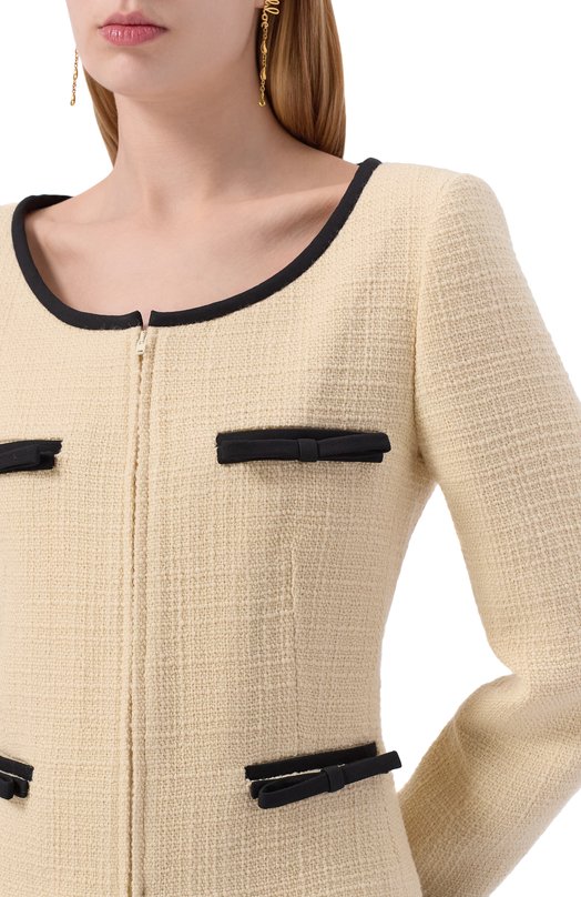 Твидовый жакет Valentino 7B0CE4T5/90Y Кремовый  7B0CE4T5/90Y Фото 5