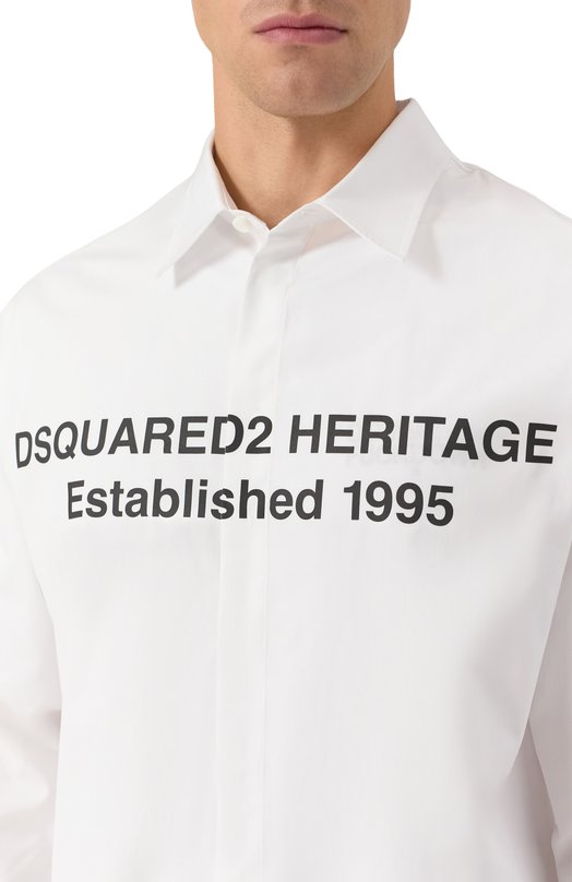 Хлопковая рубашка Dsquared2 S74DM0949/S36275 Белый  S74DM0949/S36275 Фото 5