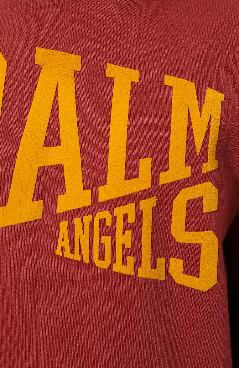 Мужской хлопковое худи PALM ANGELS красного цвета, арт. PMBB117F23FLE0022876 | Фото 5 (Рукава: Длинные; Длина (для топов): Стандартные; Материал внешний: Хлопок; Принт: С принтом; Мужское Кросс-КТ: Худи-одежда; Стили: Спорт-шик; Автоматизация состава: Проставлено; Автоматизация ТО: Проставлено; Детали: Без декора)