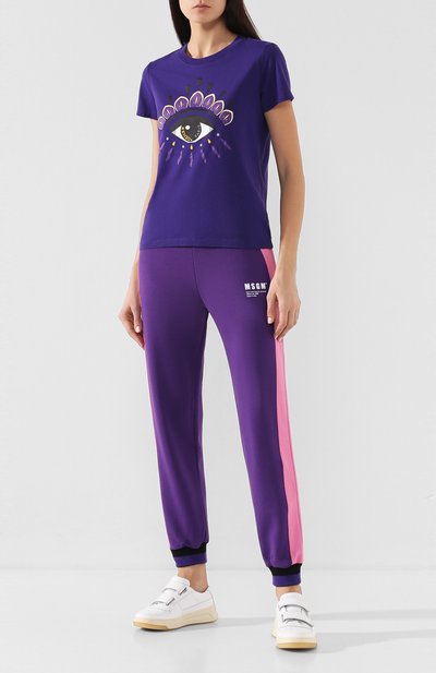 Хлопковые джоггеры MSGM фиолетового цвета по цене 17650 руб., арт. 2841MDP61 207299, фото 2 Хлопковые джоггеры MSGM, арт. 2841MDP61 207299, фото 2