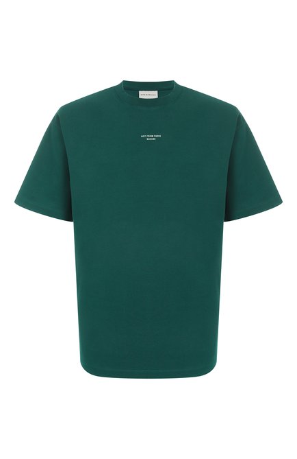Мужская хлопковая футболка DROLE DE MONSIEUR темно-зеленого цвета, арт. PERM-TS202-C0002-DGN | Фото 1 (Материал внешний: Хлопок; Рукава: Короткие; Мужское Кросс-КТ: Футболка-одежда; Материал сплава: Проставлено; Драгоценные камни: Проставлено; Стили: Кэжуэл; Длина (для топов): Стандартные; Принт: Без принта)