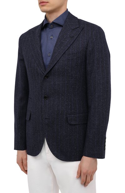 Пиджак из шерсти и шелка BRUNELLO CUCINELLI синего цвета по цене 394000 руб., арт. MQ4307BFD, фото 3 Пиджак из шерсти и шелка BRUNELLO CUCINELLI, арт. MQ4307BFD, фото 3