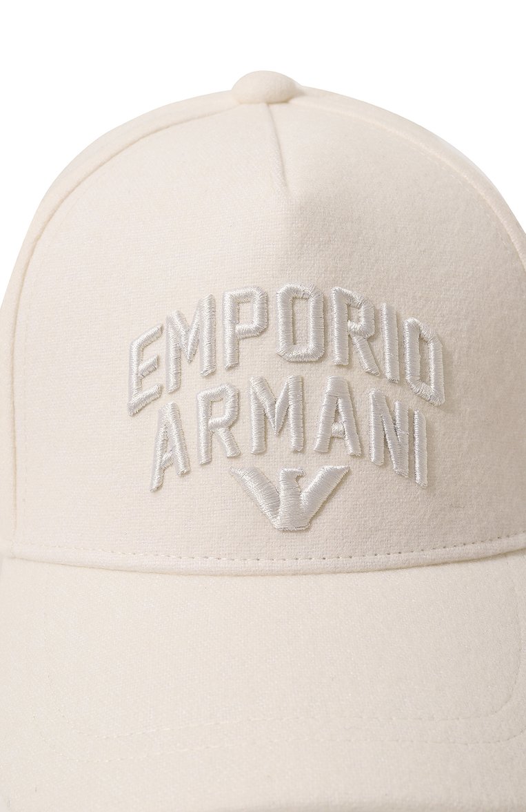 Детская шерстяная бейсболка EMPORIO ARMANI белого цвета, арт. 404669/3R582 | Фото 3 (Материал: Текстиль, Шерсть, Вискоза; Региональные ограничения белый список (Axapta Mercury): Не проставлено; Материал сплава: Проставлено; Нос: Не проставлено)