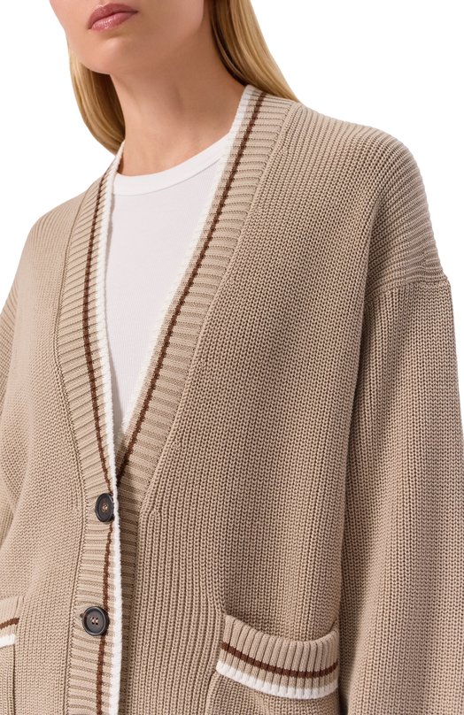 Хлопковый кардиган Brunello Cucinelli M19756306 Бежевый  M19756306 Фото 5