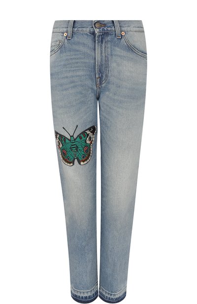Джинсы прямого кроя с вышивкой в виде бабочки GUCCI, арт. 433035/XR266, фото 1