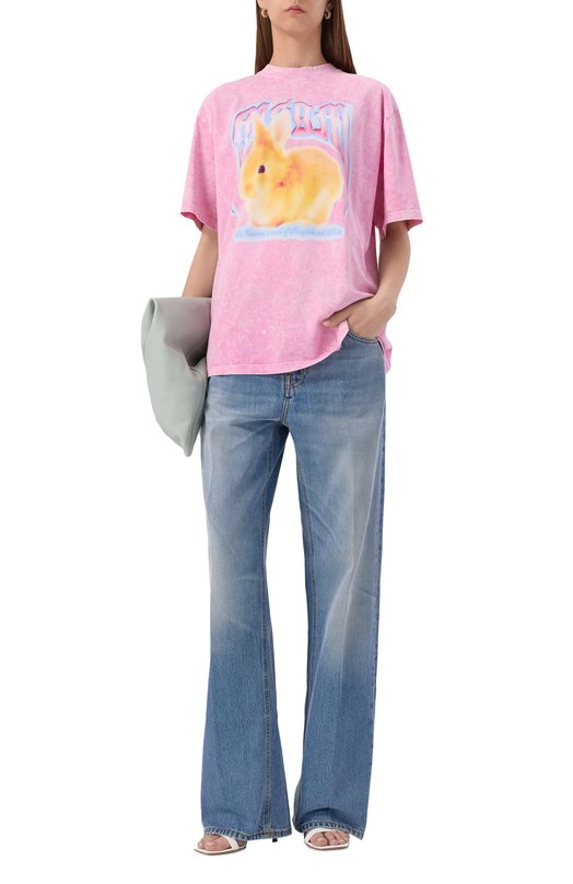 Хлопковая футболка MSGM 3941MDM106SE/257589 Розовый  3941MDM106SE/257589 Фото 2