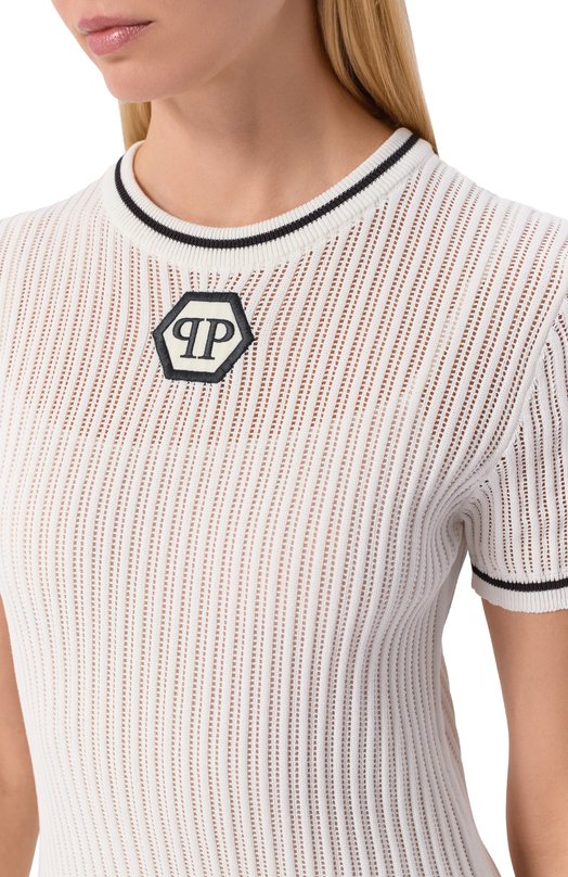 Хлопковое платье Philipp Plein SAFC WKG0441 PKN002N Белый  SAFC WKG0441 PKN002N Фото 4