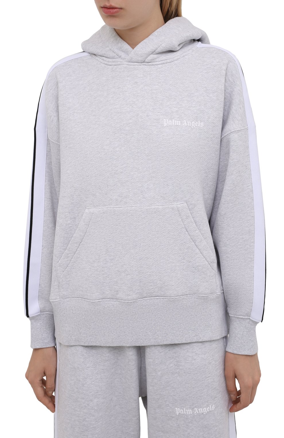 Хлопковое худи PALM ANGELS светло-серого цвета по цене 46100 руб., арт. PWBB023F21FLE0010801, фото 3 Хлопковое худи PALM ANGELS, арт. PWBB023F21FLE0010801, фото 3