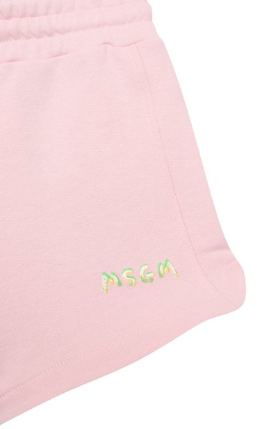 Хлопковые шорты MSGM KIDS светло-розового цвета по цене 8995 руб., арт. S6MSJGSH074, фото 3 Хлопковые шорты MSGM KIDS, арт. S6MSJGSH074, фото 3