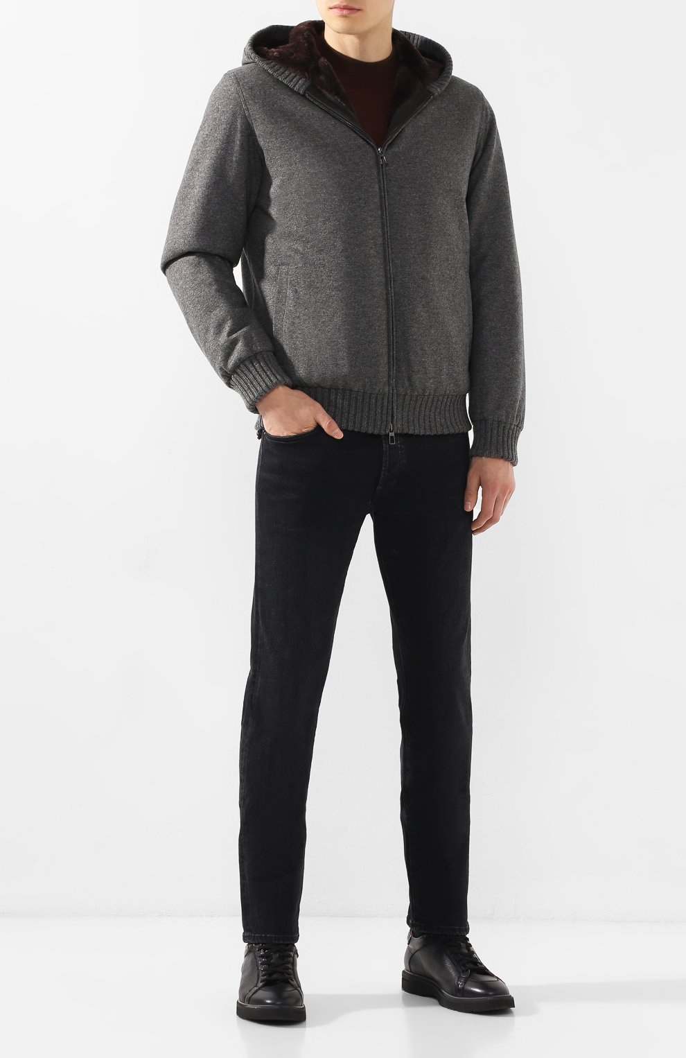 Кашемировый бомбер с меховой подкладкой LORO PIANA, арт. FAI3501, фото 2