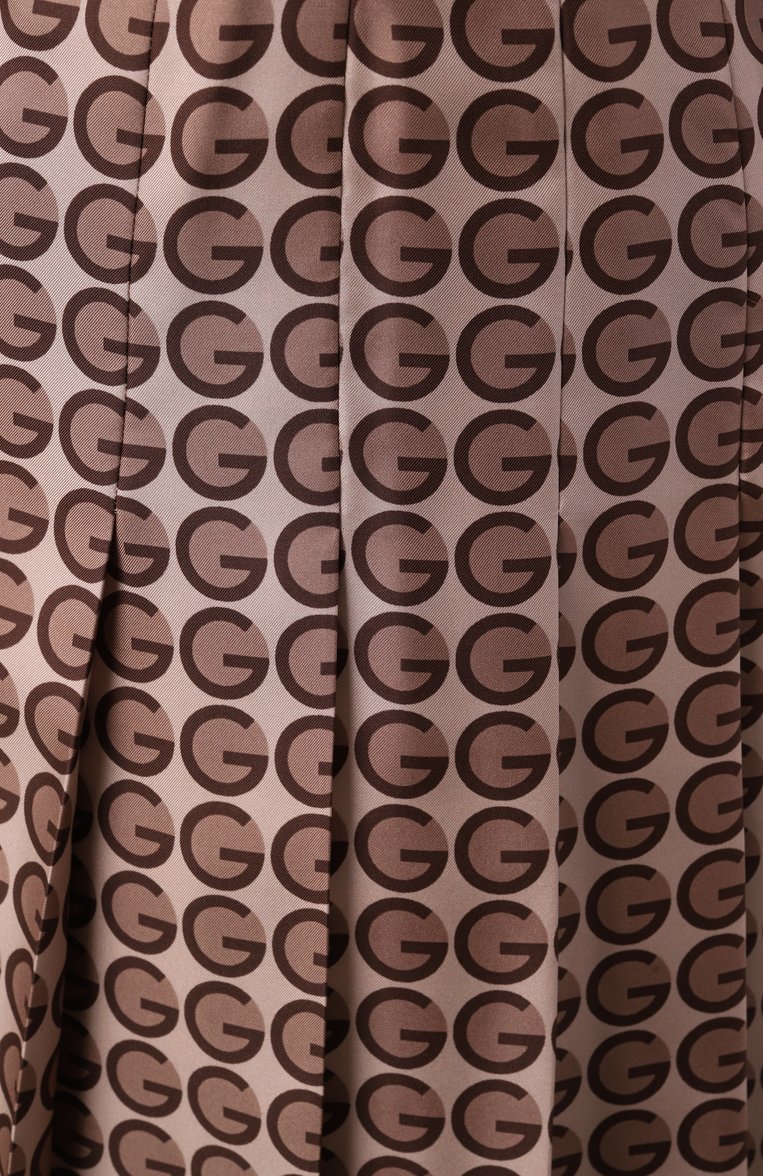 Женское шелковое платье GUCCI бежевого цвета, арт. 715616/ZAKVJ | Фото 6 (Рукава: Длинные; Длина Ж (юбки, платья, шорты): Миди; Материал внешний: Шелк; Женское Кросс-КТ: Платье-одежда; Случай: Повседневный; Стили: Романтичный)