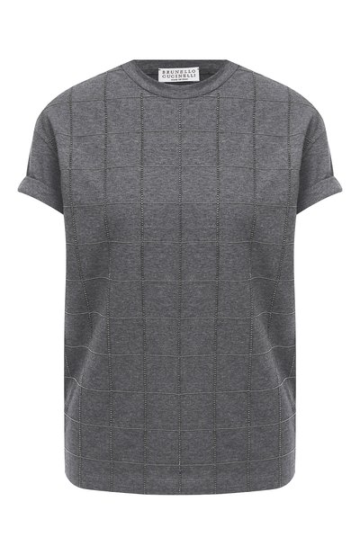 Женская хлопковая футболка BRUNELLO CUCINELLI, арт. M0T18BE100