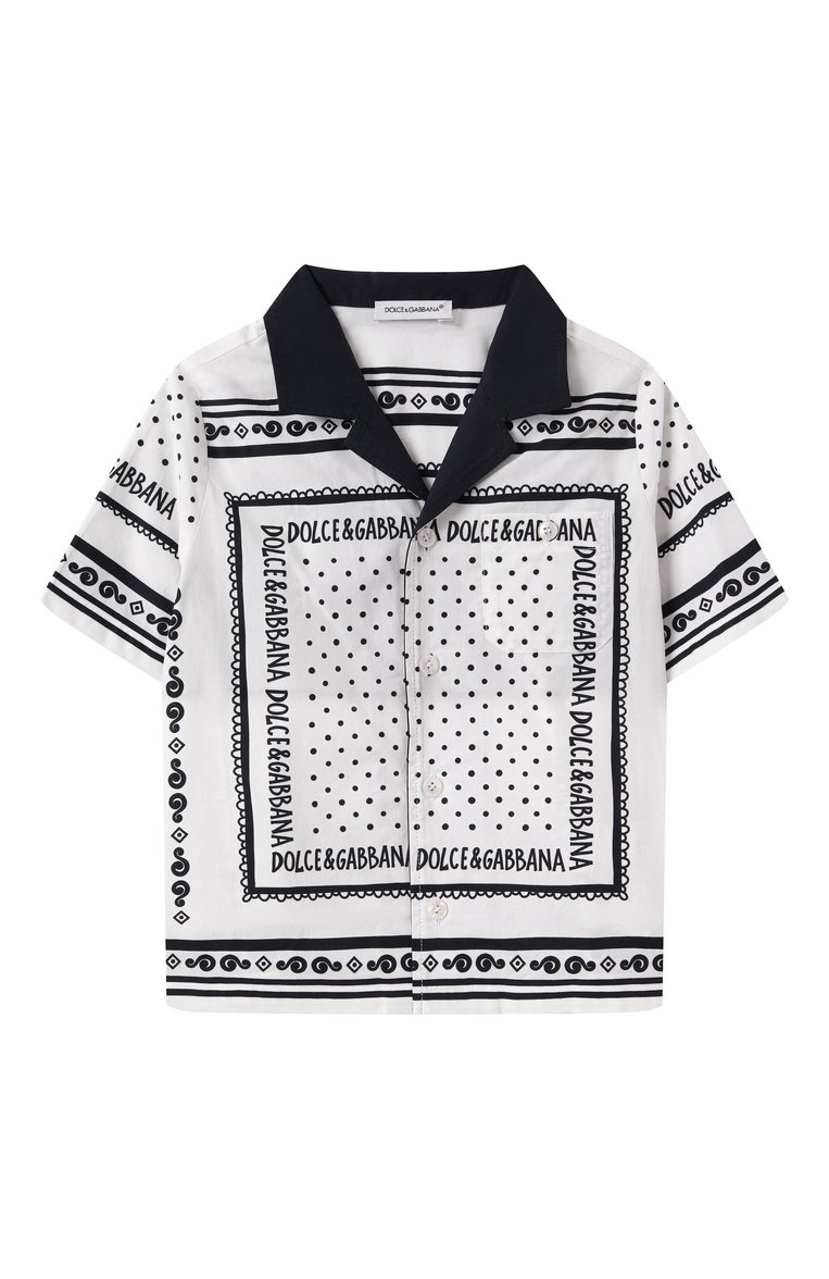 Детский хлопковая рубашка DOLCE & GABBANA черно-белого цвета, арт. L14S37/FI5KQ | Фото 1 (Материал внешний: Хлопок; Нос: Не проставлено; Кросс-КТ НВ: Рубашка; Автоматизация состава: Проставлено; Ростовка одежда: 9 мес | 74 см, 12 мес | 80 см, 18 мес | 86 см, 24 мес | 92 см)