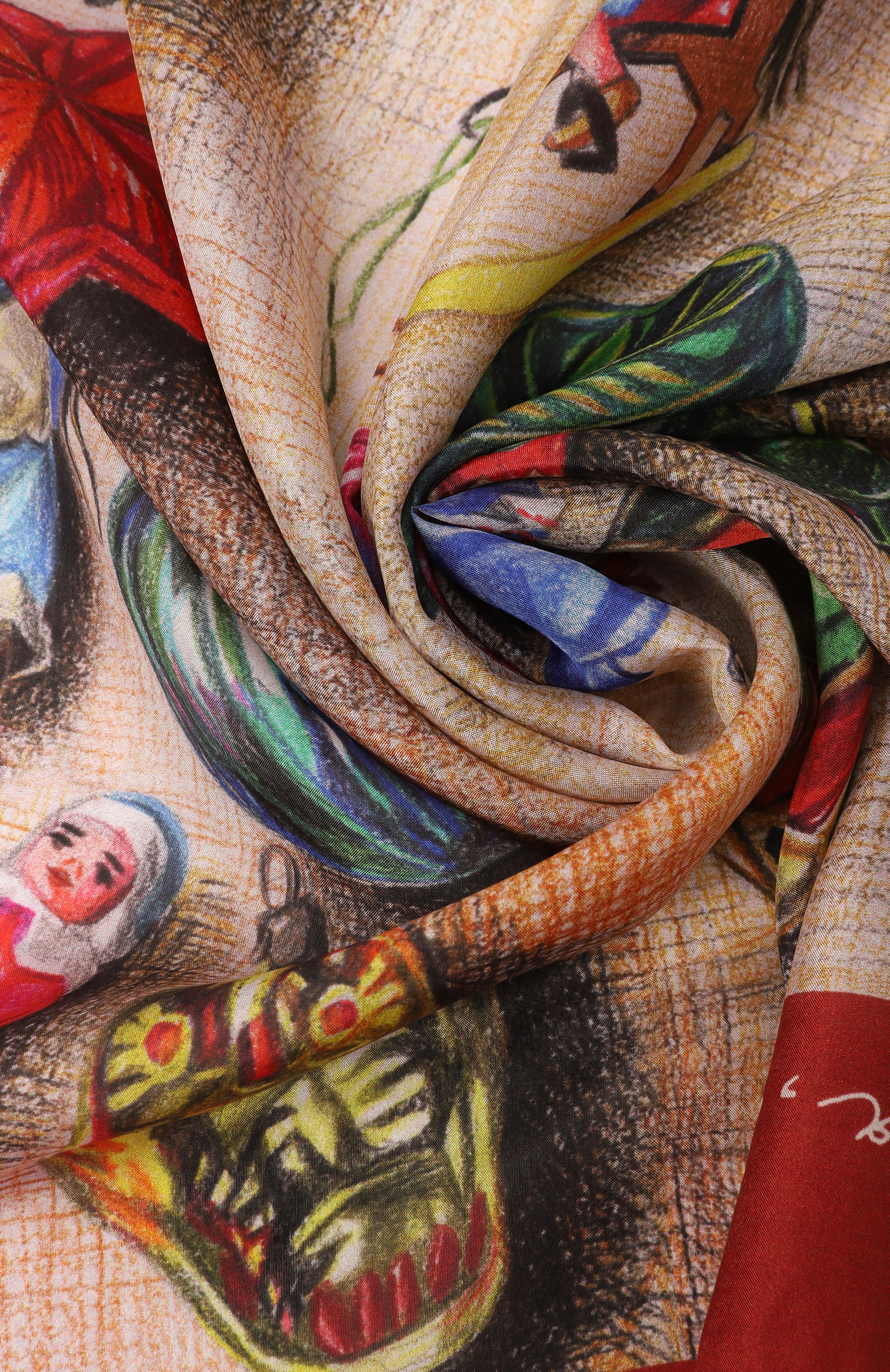 Шелковая шаль новогодние игрушки GOURJI, арт. 91145437/6251108, фото 4