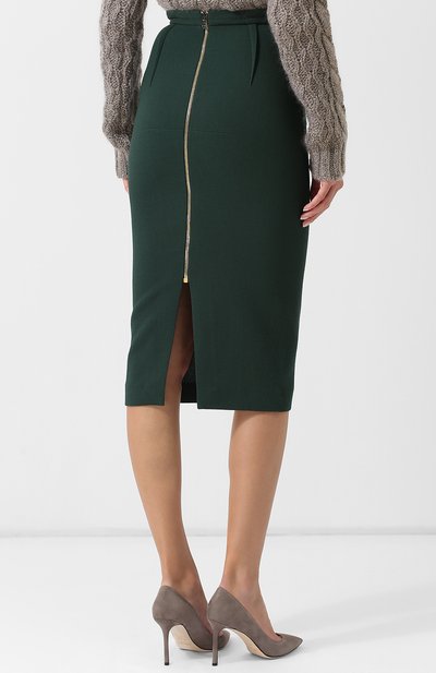 Однотонная шерстяная юбка на молнии ROLAND MOURET зеленого цвета по цене 62050 руб., арт. PW18/S4134/F4044, фото 4 Однотонная шерстяная юбка на молнии ROLAND MOURET, арт. PW18/S4134/F4044, фото 4