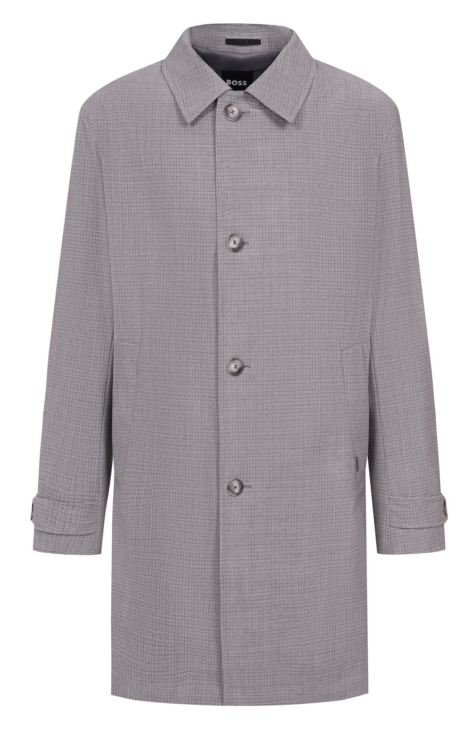 Плащ BOSS светло-серого цвета по цене 94050 руб., арт. 50556630, фото 1 Плащ BOSS, арт. 50556630, фото 1