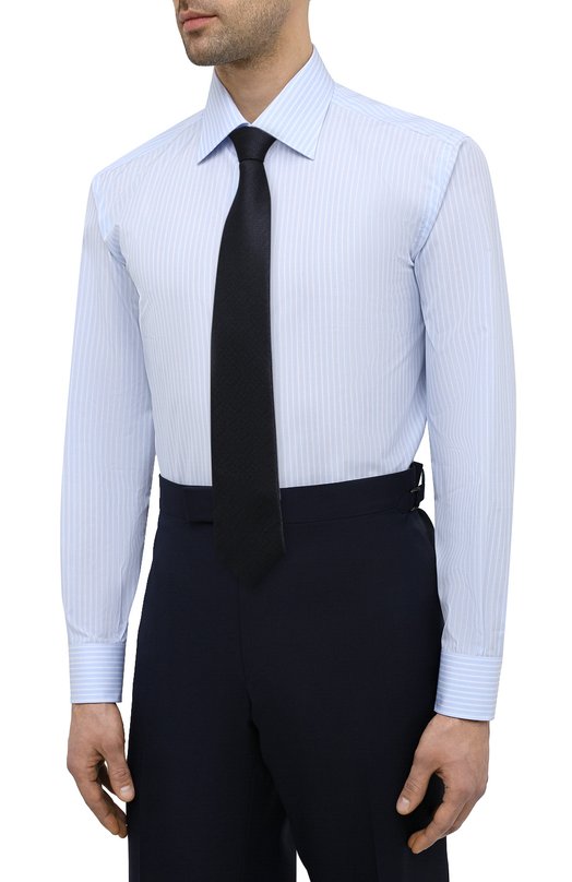 Хлопковая сорочка Brioni RCA20M/P008D Голубой  RCA20M/P008D Фото 4