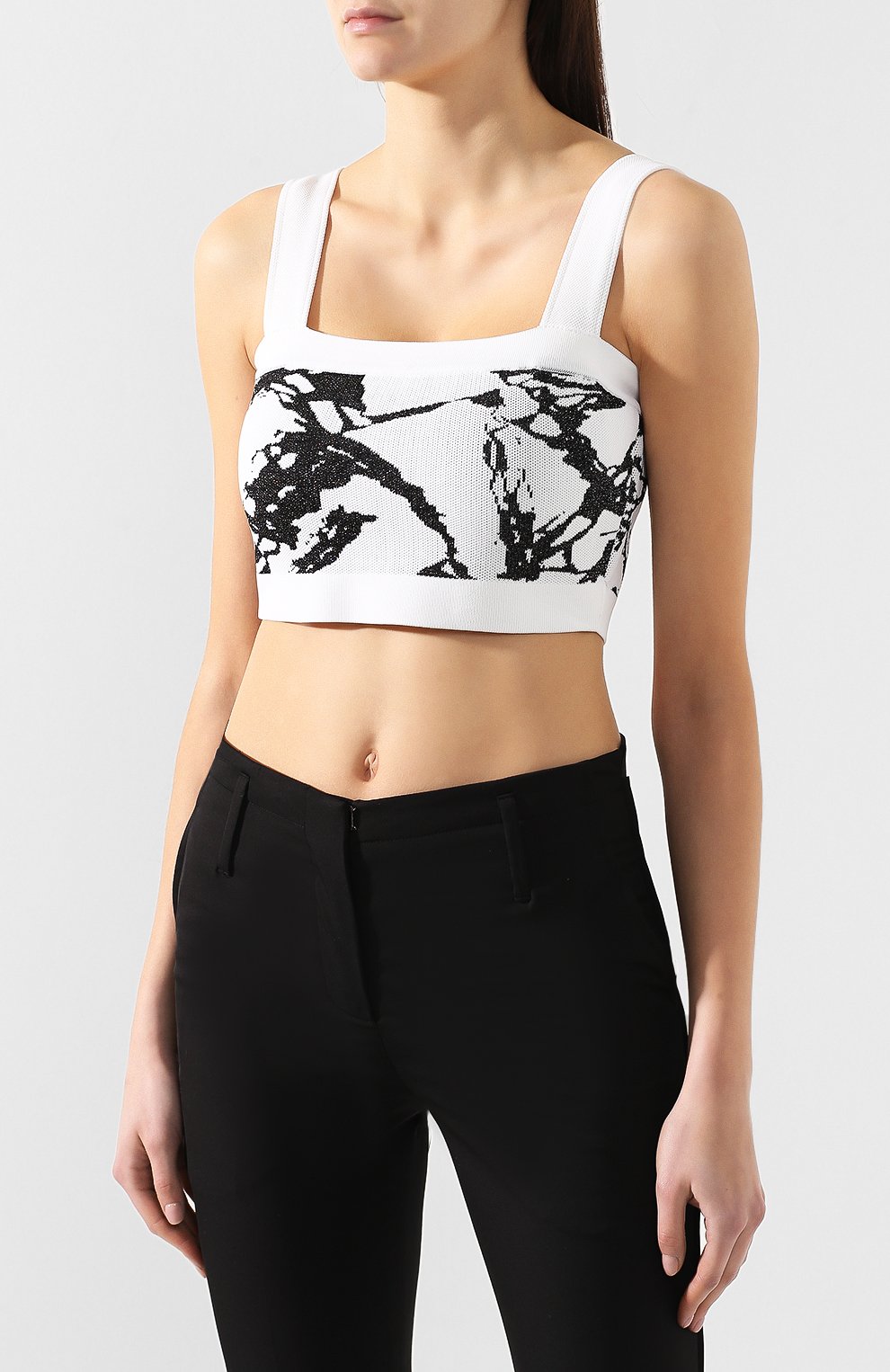 Кроп-топ BALMAIN черно-белого цвета по цене 69950 руб., арт. RF00993/K356, фото 3 Кроп-топ BALMAIN, арт. RF00993/K356, фото 3