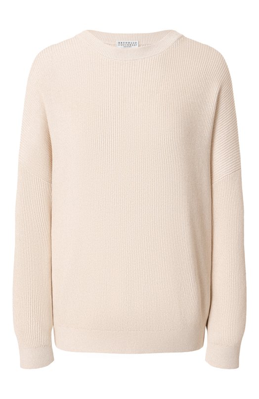 Свитер из хлопка и вискозы Brunello Cucinelli MAZ260200P Кремовый MAZ260200P