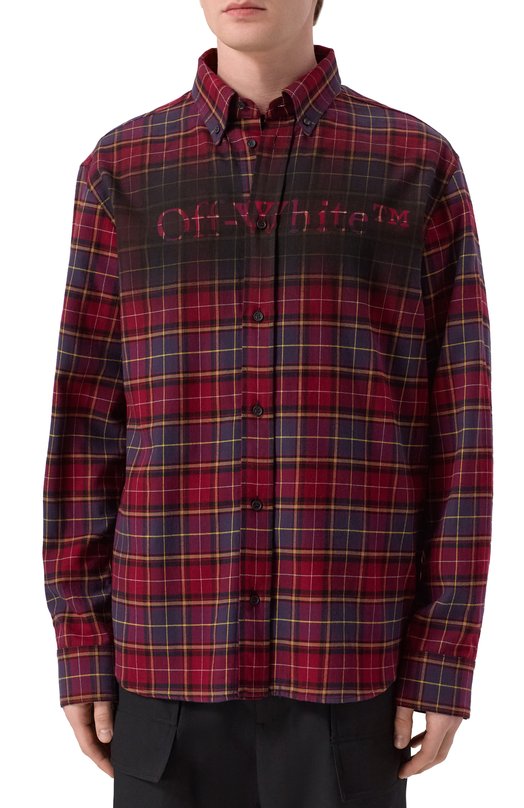 Хлопковая рубашка Off-White 0MGE04MF25FAB003 Красный  0MGE04MF25FAB003 Фото 3