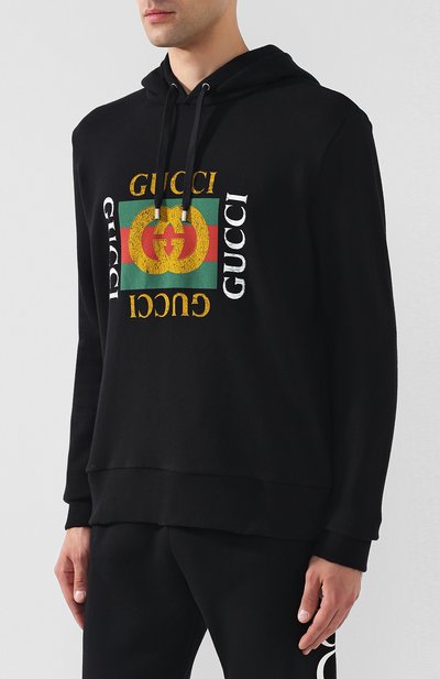Хлопковое худи GUCCI черного цвета по цене 132480 руб., арт. 454585/X5J57, фото 3 Хлопковое худи GUCCI, арт. 454585/X5J57, фото 3