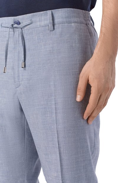 Брюки изо льна и шерсти STEFANO RICCI голубого цвета по цене 124000 руб., арт. M1T610002H/WL003L, фото 5 Брюки изо льна и шерсти STEFANO RICCI, арт. M1T610002H/WL003L, фото 5