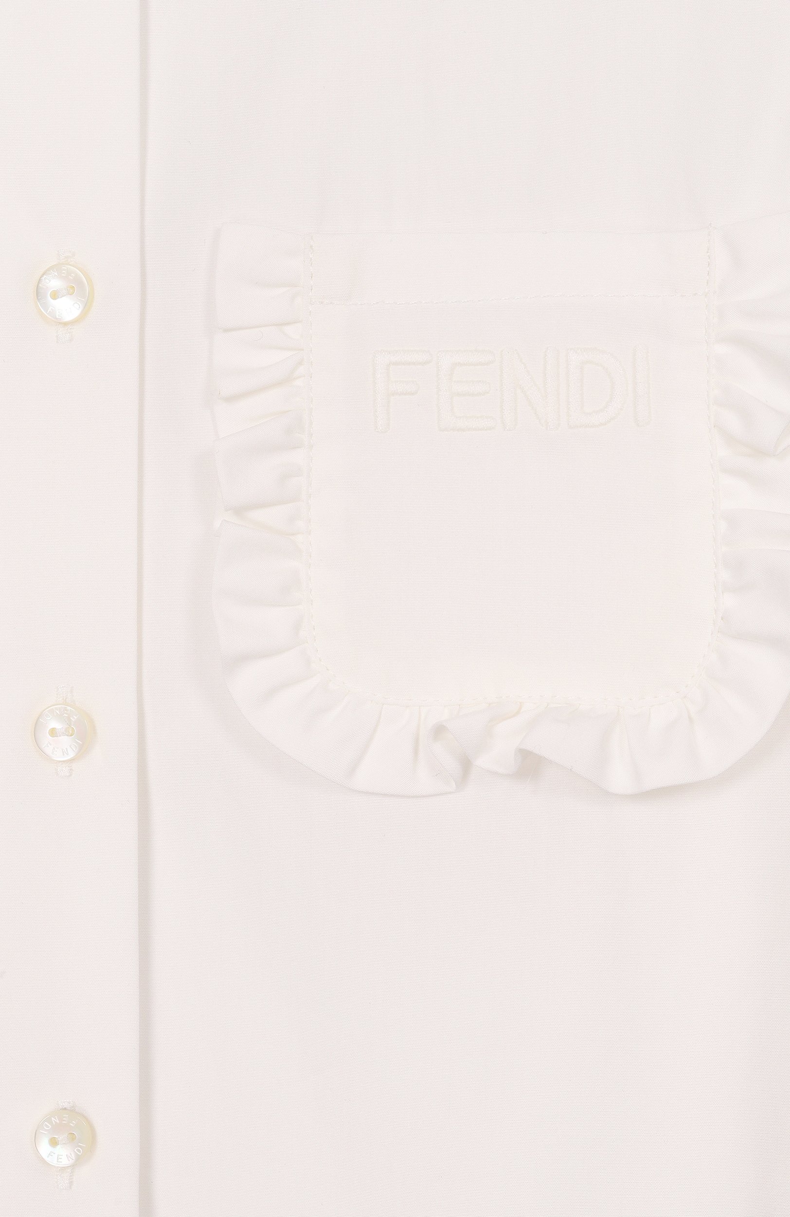 Хлопковая рубашка FENDI молочного цвета по цене 66550 руб., арт. JFC157/AEXZ/3A-6A, фото 3 Хлопковая рубашка FENDI, арт. JFC157/AEXZ/3A-6A, фото 3