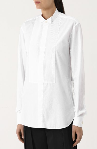Однотонная хлопковая блуза свободного кроя SAINT LAURENT, арт. 505321/Y216W, фото 3
