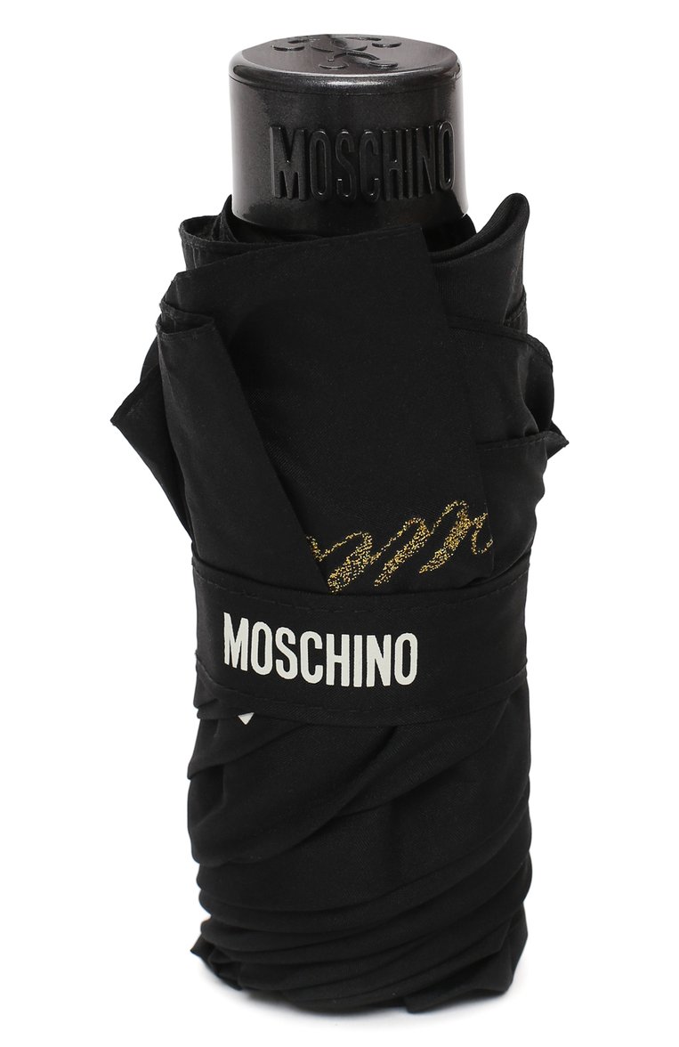 Женский складной зонт MOSCHINO черного цвета, арт. 8014-SUPERMINI | Фото 4 (Материал: Металл, Текстиль, Синтетический материал; Нос: Не проставлено; Материал сплава: Проставлено)