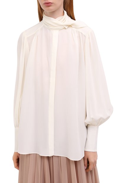 Шелковая блузка ZIMMERMANN кремового цвета по цене 53500 руб., арт. 8947TRLAD/PEL, фото 3 Шелковая блузка ZIMMERMANN, арт. 8947TRLAD/PEL, фото 3