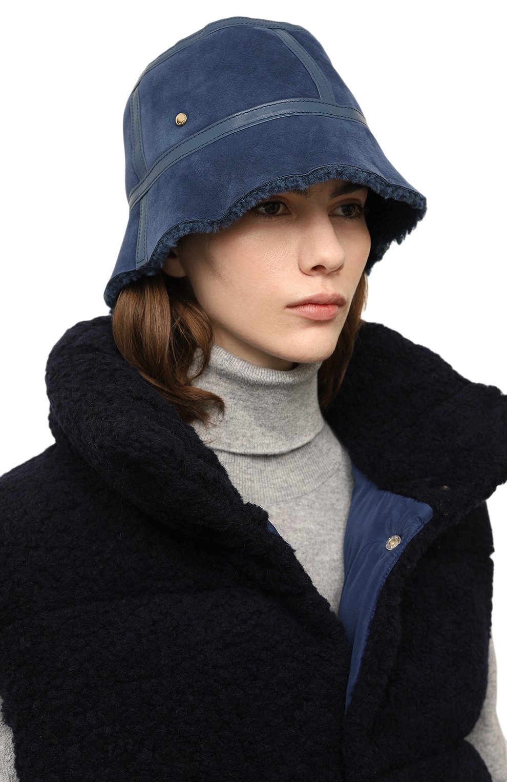 Панама из овчины INVERNI синего цвета по цене 78500 руб., арт. 5156 CPT, фото 2 Панама из овчины INVERNI, арт. 5156 CPT, фото 2