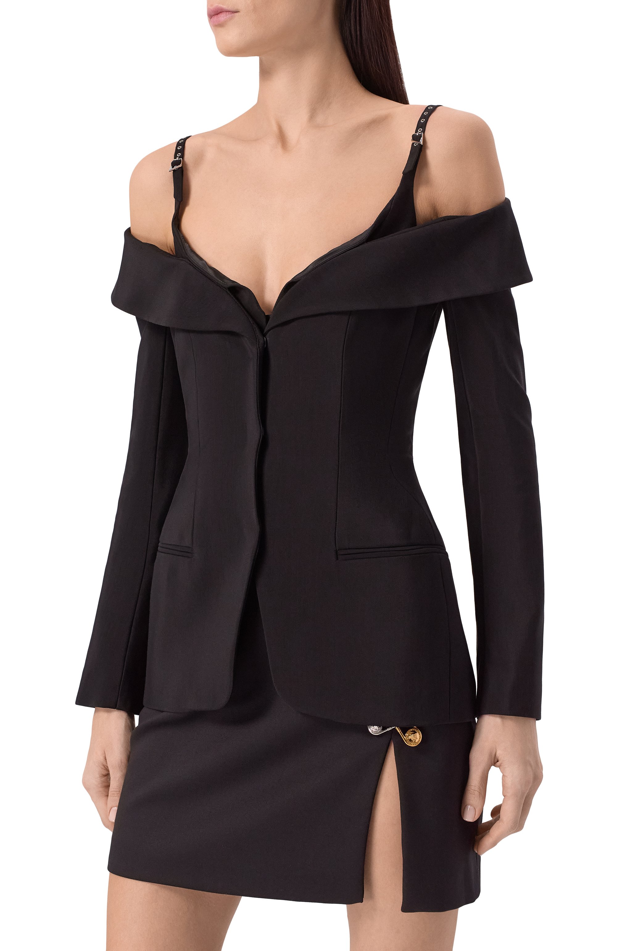 Жакет из вискозы и шерсти MUGLER черного цвета по цене 246000 руб., арт. 25P1VE0453196, фото 3 Жакет из вискозы и шерсти MUGLER, арт. 25P1VE0453196, фото 3