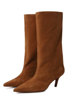 Женские кожаные сапоги fiona 60 AMINA MUADDI коричневого цвета, арт. FI0NA B00T 60/SUEDE | Фото 1 (Драгоценные камни: Проставлено; Материал сплава: Проставлено; Материал внутренний: Натуральная кожа; Высота голенища: Средние; Каблук высота: Средний; Каблук тип: Шпилька; Материал утеплителя: Без утеплителя; Материал внешний: Замша, Натуральная кожа)