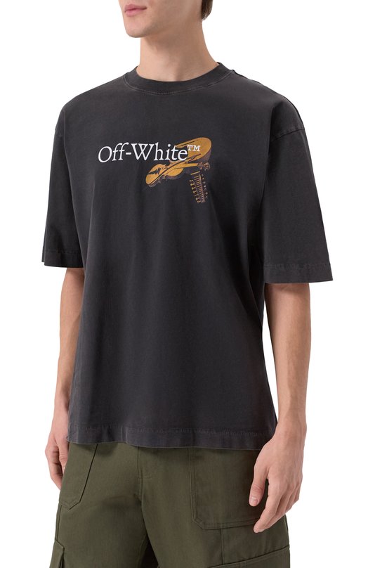 Хлопковая футболка Off-White 0MAA120F25JER00V Чёрный  0MAA120F25JER00V Фото 3