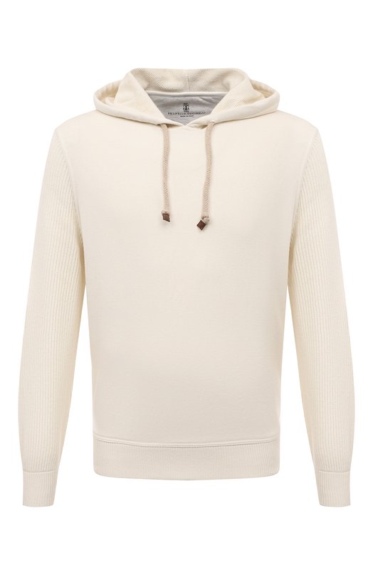 Хлопковое худи Brunello Cucinelli MTU23B2215 Кремовый MTU23B2215