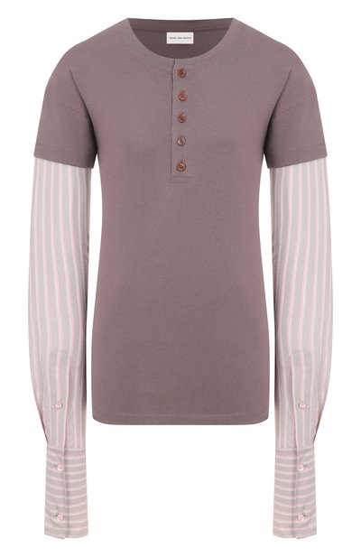 Женская хлопковый лонгслив-хенли DRIES VAN NOTEN, арт. 251-011156-1603