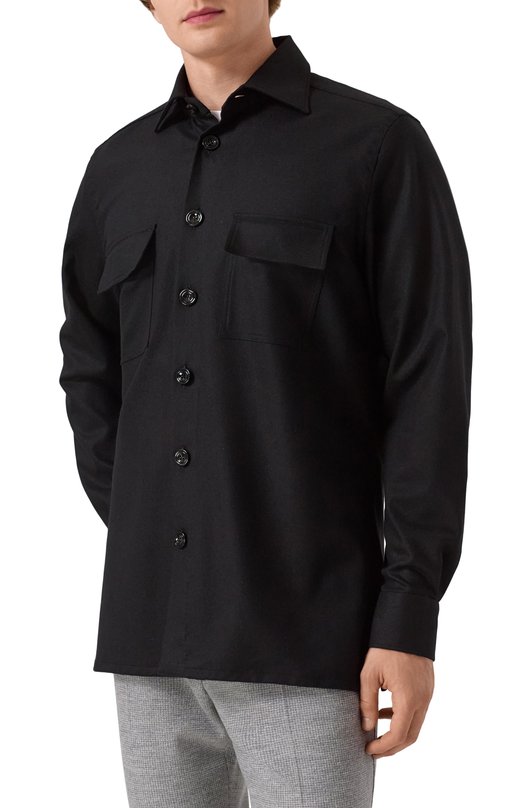 Шерстяная рубашка Kiton UMC016K0124G08 Чёрный  UMC016K0124G08 Фото 3