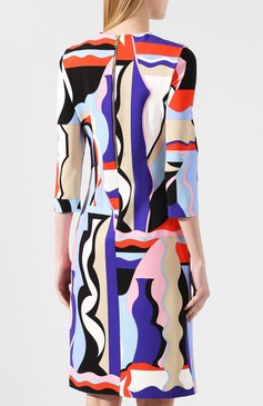 Женское платье из вискозы EMILIO PUCCI фиолетового цвета, арт. 9RRH01/9R746 | Фото 4 (Статус проверки: Проверено, Проверена категория; Рукава: 3/4; Длина Ж (юбки, платья, шорты): До колена; Случай: Повседневный; Материал внешний: Вискоза; Женское Кросс-КТ: Платье-одежда; Материал спла ва: Проставлено, Проверено; Драгоценные камни: Проставлено)