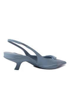 Женские кожаные туфли PRADA голубого цвета, арт. 1I565M-055-F0076-A045 | Фото 5 (Каблук высота: Низкий, Средний; Материал сплава: Проставлено; Подошва: Плоская; Каблук тип: Kitten heel; Драгоценные камни: Проставлено)