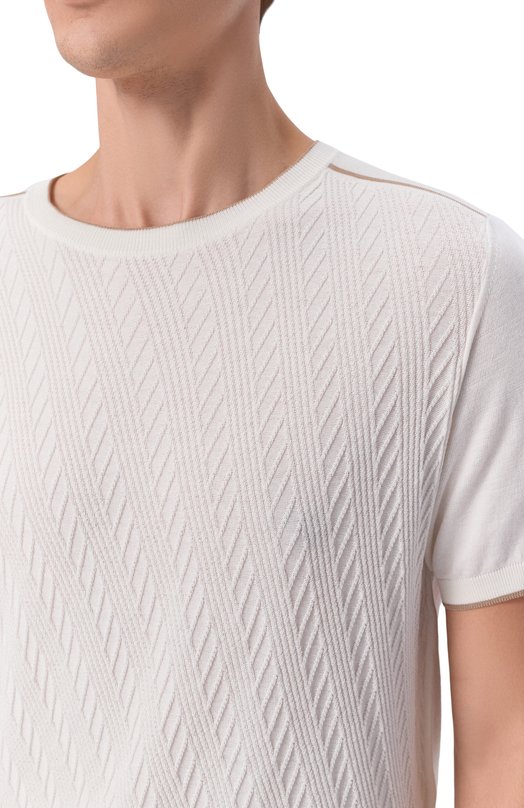 Джемпер из хлопка и шелка Andrea Campagna SU26ST200-00/FST262 Кремовый  SU26ST200-00/FST262 Фото 5