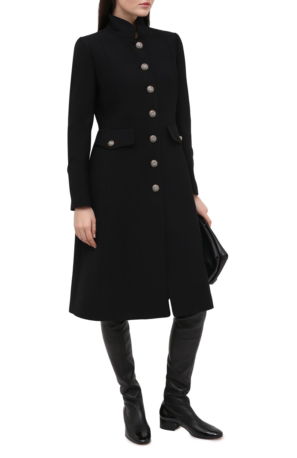 Шерстяное пальто DOLCE & GABBANA черного цвета по цене 370500 руб., арт. F0Z21T/FU2C0, фото 2 Шерстяное пальто DOLCE & GABBANA, арт. F0Z21T/FU2C0, фото 2