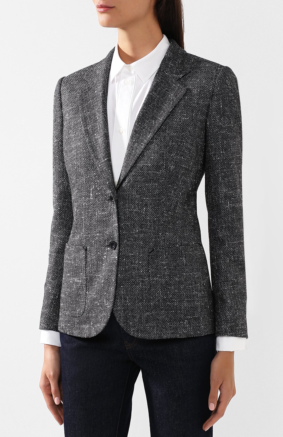 Жакет из смеси шелка и шерсти KITON темно-серого цвета по цене 414500 руб., арт. D46516K02R24, фото 3 Жакет из смеси шелка и шерсти KITON, арт. D46516K02R24, фото 3