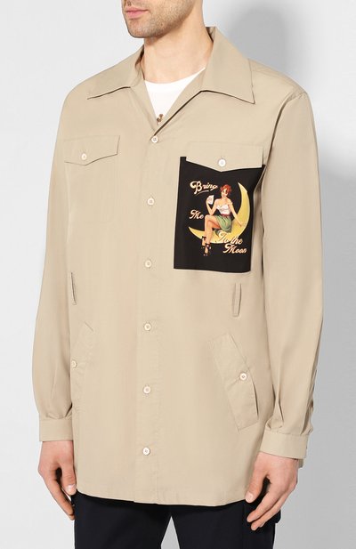 Хлопковая рубашка DOLCE & GABBANA бежевого цвета по цене 89950 руб., арт. G5HN2T/FU5K9, фото 3 Хлопковая рубашка DOLCE & GABBANA, арт. G5HN2T/FU5K9, фото 3