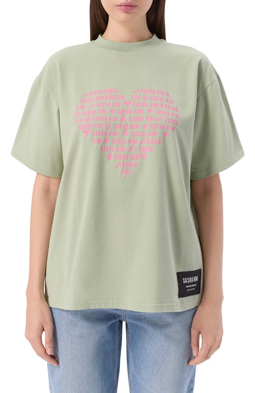 Хлопковая футболка Sasha Kim SK-00000612 Зелёный  SK-00000612 Фото 3