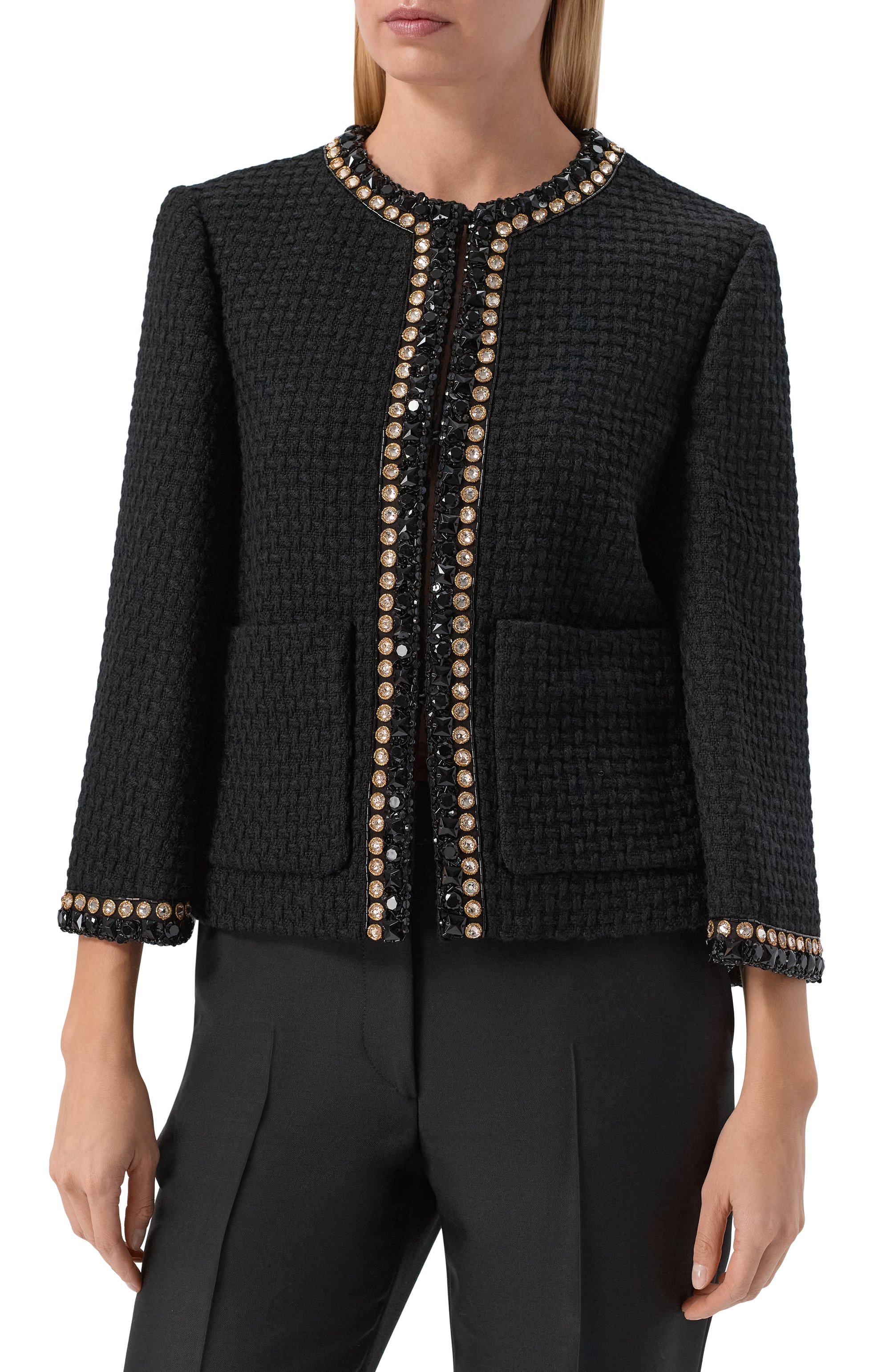 Твидовый жакет VALENTINO черного цвета по цене 642500 руб., арт. 8B3CE3YN/9YG, фото 3 Твидовый жакет VALENTINO, арт. 8B3CE3YN/9YG, фото 3