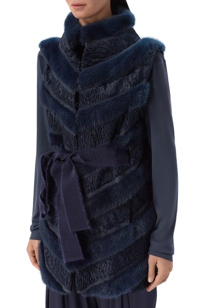 Жилет из каракуля и норки KITON синего цвета по цене 1050000 руб., арт. D40686U/4L03, фото 3 Жилет из каракуля и норки KITON, арт. D40686U/4L03, фото 3