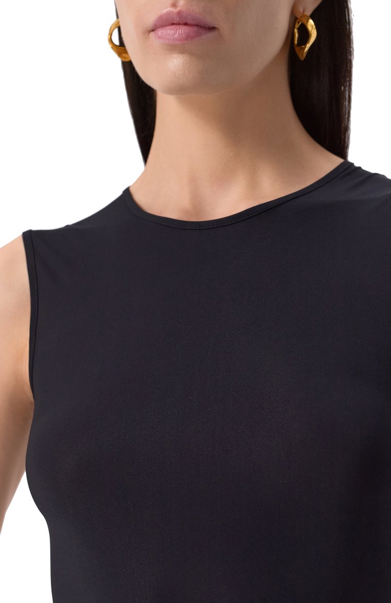 Женское платье JIL SANDER черного цвета, арт. J01CT0024/J70026 | Фото 5 (Материал внешний: Синтетический материал; Длина Ж (юбки, платья, шорты): Миди; Стили: Минимализм; Женское Кросс-КТ: Платье-одежда; Случай: Формальный; Рукава: Без рукавов; Автоматизация ТО: Проставлено; Автоматизация состава: Проставлено)