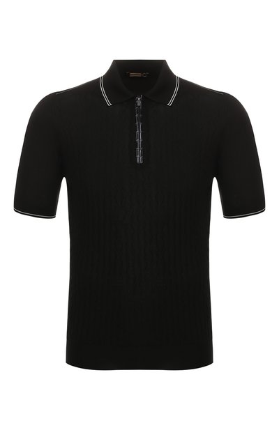 Шелковое поло с отделкой из кожи аллигатора ZILLI, арт. MBR-PZ032-SECR1/MC02/AMIS, фото 1